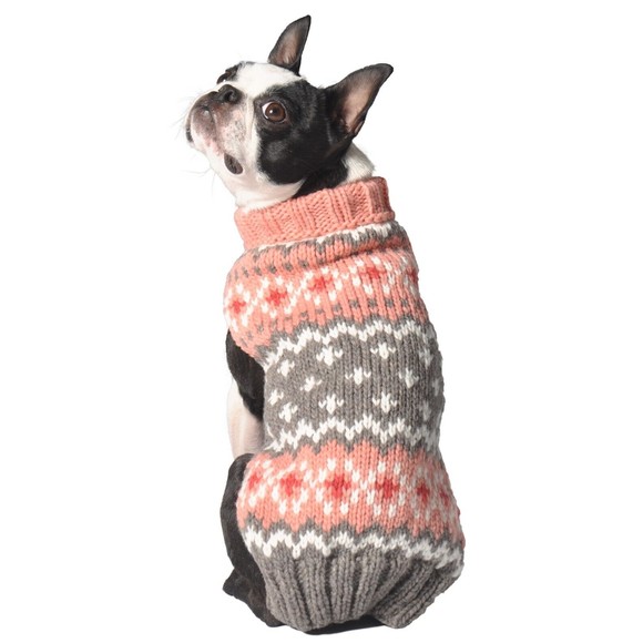 Chilly Dog Peach Fairisle Wool Dog Winter Sweater Sizes XXS-XXXL